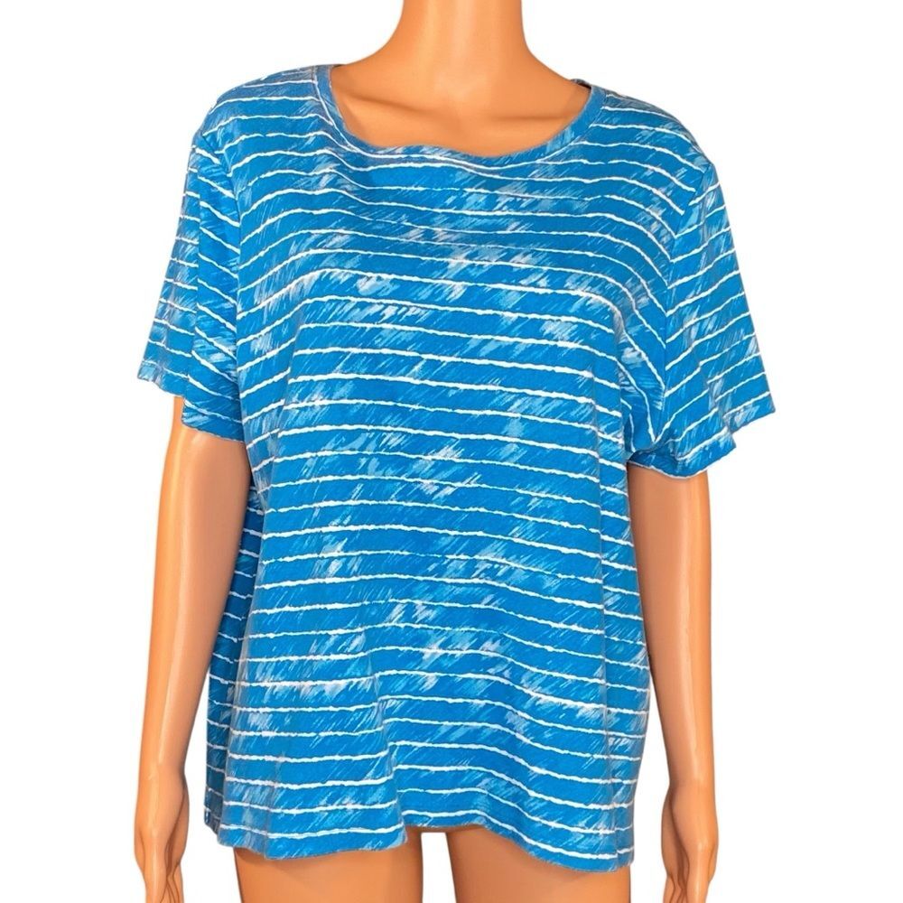 Studio Works Tee Coastal Grandma Plus Size 2X Summer Short Sleeve Crew Neck
